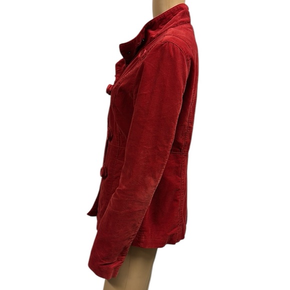 Mossimo Supply Co Red Velvet Cotton Pea Coat Jacket Button Up Womens Large - Picture 2 of 12
